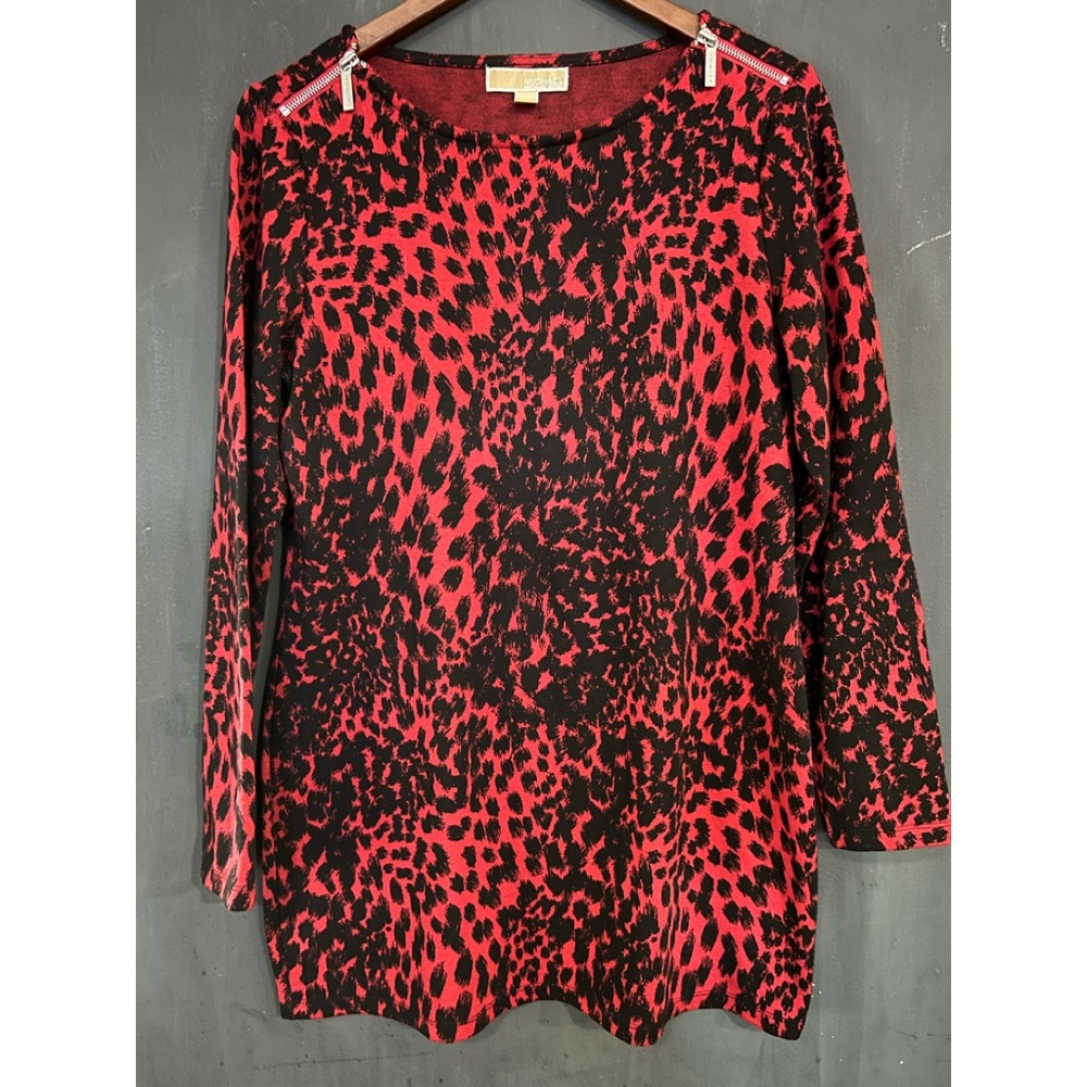 Michael Kors long sleeve, mini dress size large red and black